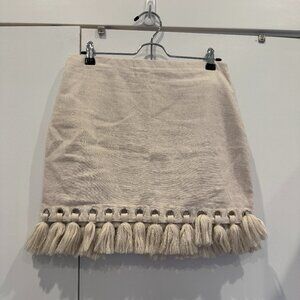 Lulus Belinda Beige Tassel Mini Skirt – Size M (Sold Out Online!)